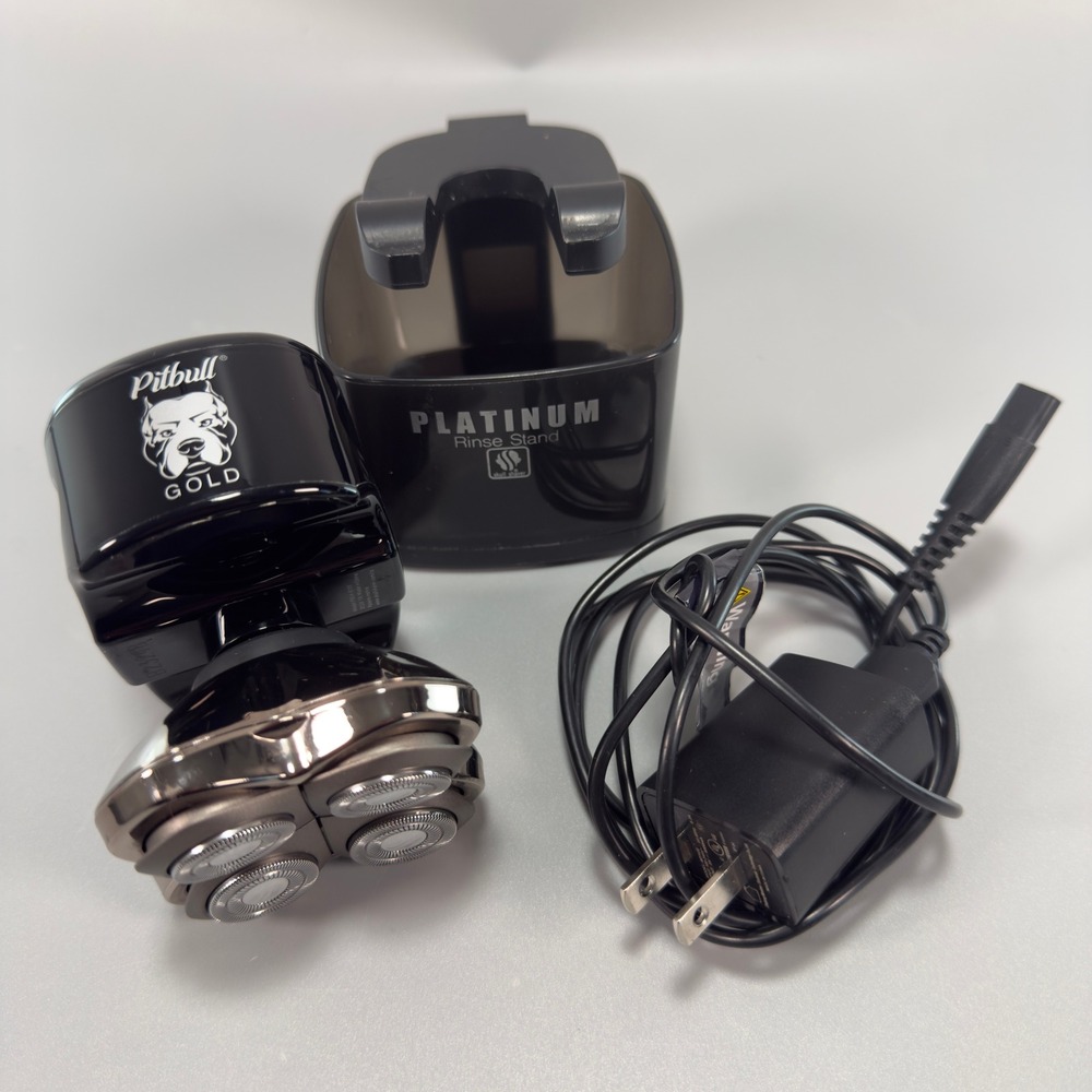 Skull Shaver Pitbull Gold Pro Electric Bald Head Shaver PBG4-8700 W/ Rinse Stand